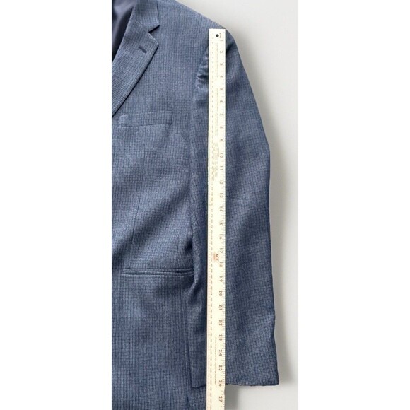 JOS A BANK EXECUTIVE Men’s 44L Blue Micro-Check 100% Wool Suit Jacket Blazer - Picture 6 of 11